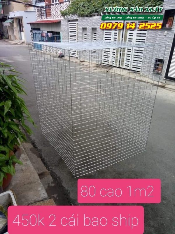 Lồng nuôi gà chọi, bu úp gà chọi khổ 80x80x80cm